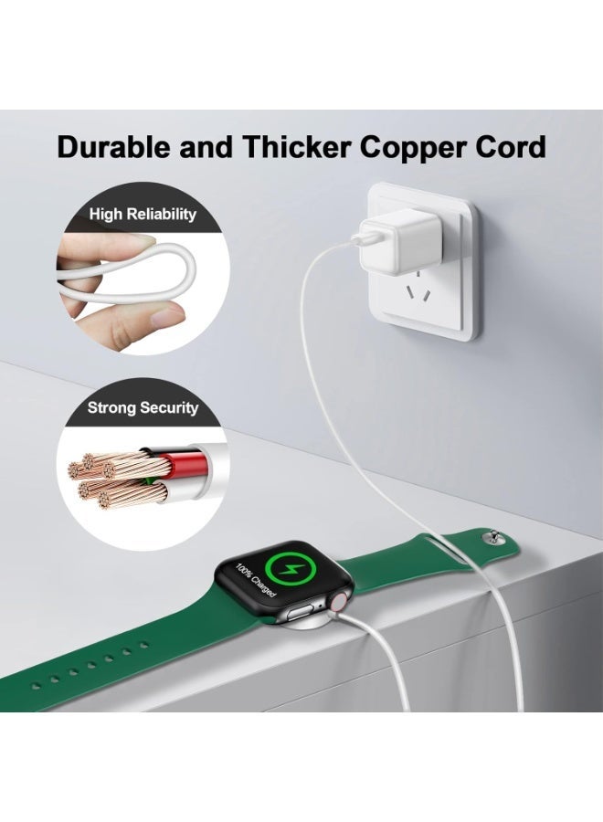 فيرست برو كابل شحن مغناطيسي سريع لساعات Apple Watch – كابل شحن مغناطيسي USB متوافق مع iWatch Series Ultra / 10 / 9 / 8 / 7 / 6 / 5 / 4 / 3 / 2 / SE – ملحق شاحن مغناطيسي محمول. - Image 4